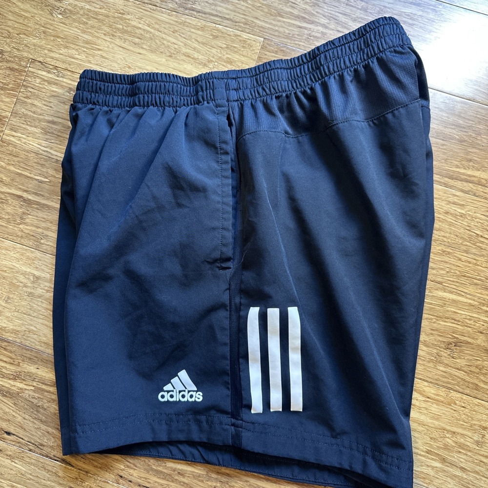 Adidas Men's Black 3 Stripes Woven Athletic Training Shorts 5" Inseam Liner EUC - Picture 2 of 10